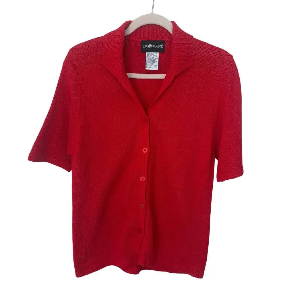 Vintage Sage Harbor Size Small Silk Blend Red Sweater